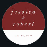 Simple Minimalist Red and White Wedding Classic Round Sticker<br><div class="desc">This is part of the Minimalist Red and White Wedding Collection.</div>