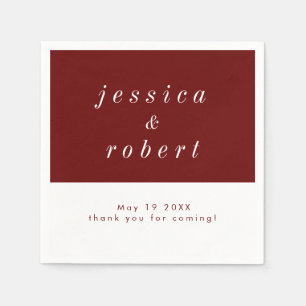 Simple Minimalist Red and White Wedding Napkin