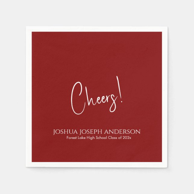 Simple Minimalist Red Graduation Party Napkin (Front)