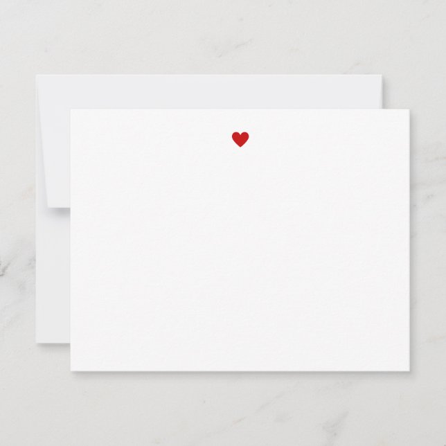 Simple Minimalist Red Heart Stationery Modern Chic Card (Front)