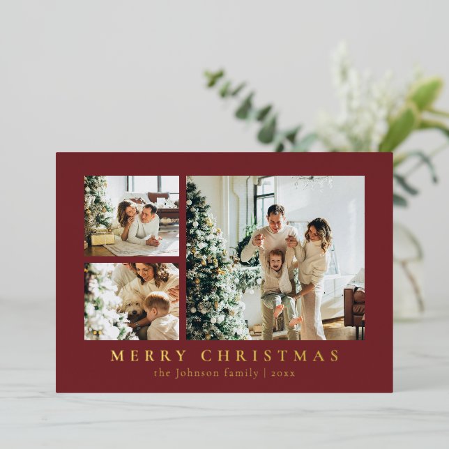 Simple Minimalist Red Typography Photo Christmas (Standing Front)