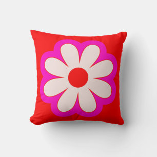 Simple Minimalist Retro Flower Pink& Red BOHO Chic Cushion