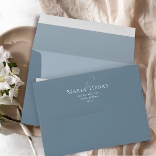 Simple Minimalist Return Address Basic Dusty Blue Envelope