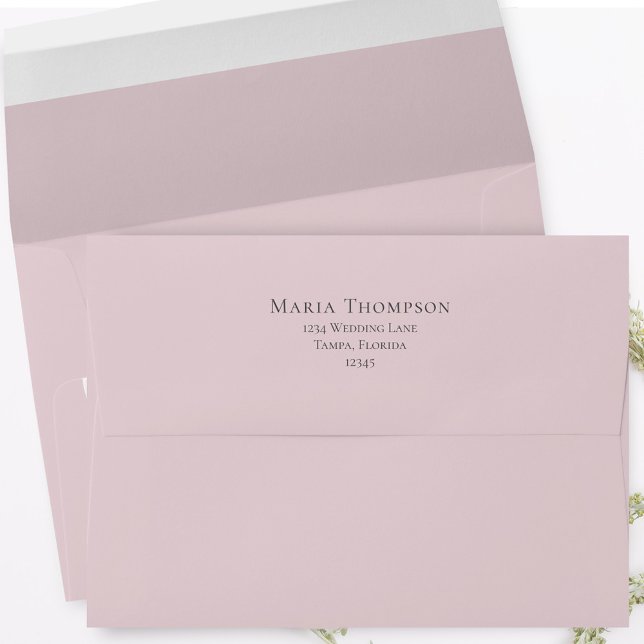 Simple Minimalist Return Address Basic Pink Envelope (Simple baby pink envelope with return address on the back flap.)
