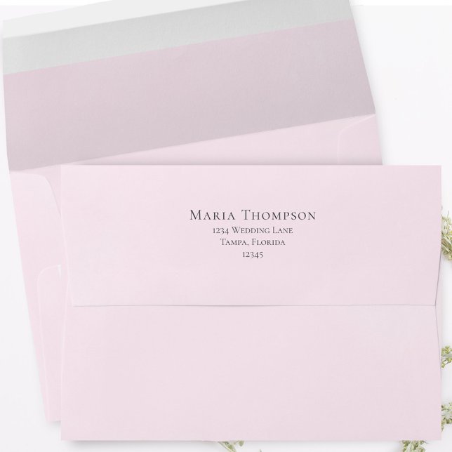 Simple Minimalist Return Address Basic Pink Envelope (Watercolor pink basic envelope with return address on the back flap. )