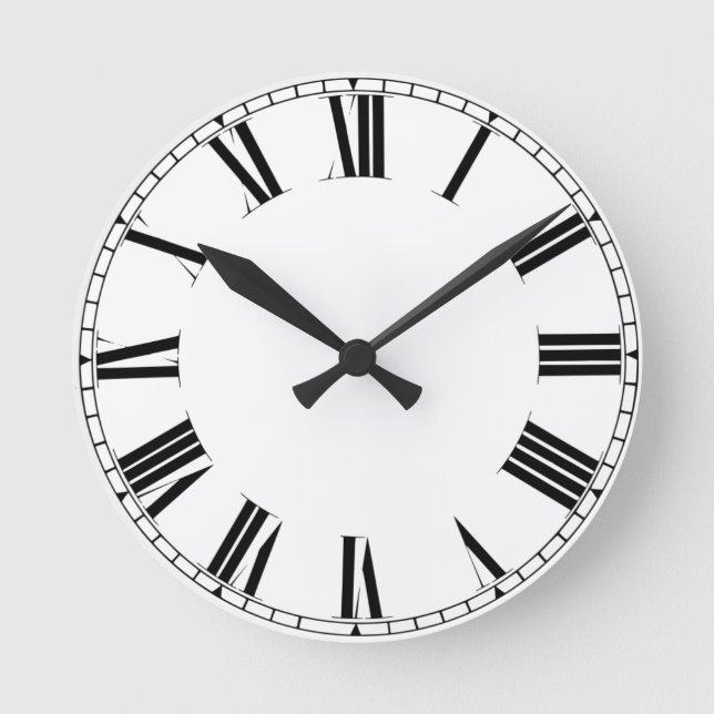 Simple Minimalist Roman Numerals Round Clock (Front)