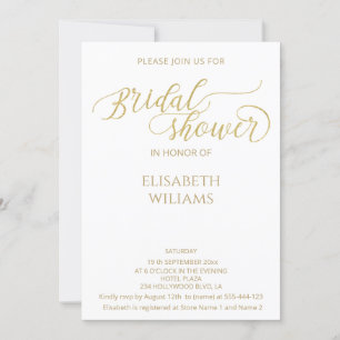 Simple minimalist romantic gold foil calligraphy invitation