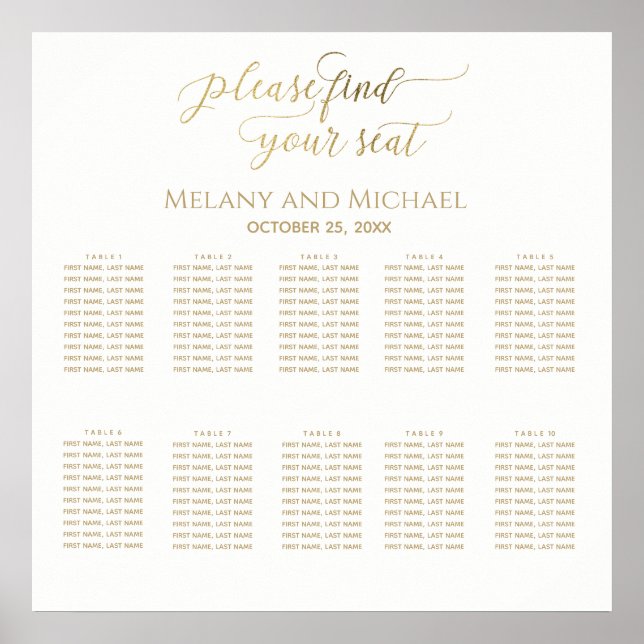 Simple minimalist romantic gold foil calligraphy poster (Front)