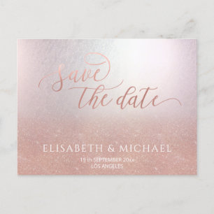 Simple minimalist romantic rose gold calligraphy a announcement postcard