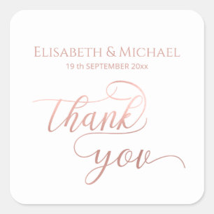 Simple minimalist romantic rose gold calligraphy square sticker