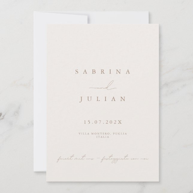Simple Minimalist Romantic Wedding Invitation (Front)