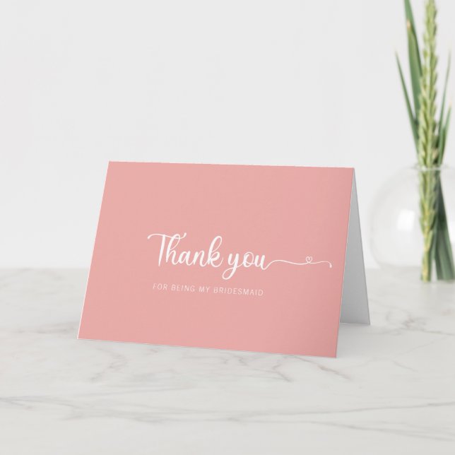 Simple Minimalist Rose Bridesmaid Thank You Card (Front)