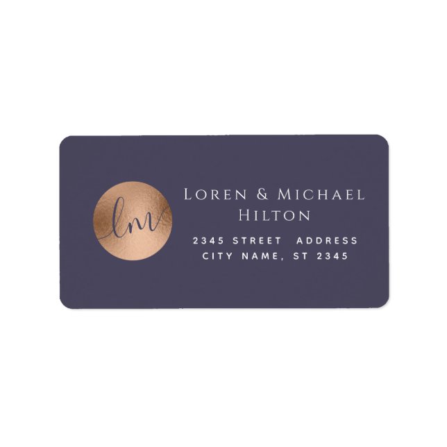 Simple minimalist rose gold circle monogram label (Front)