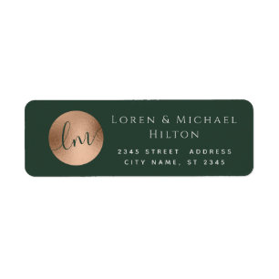 Simple minimalist rose gold circle monogram label