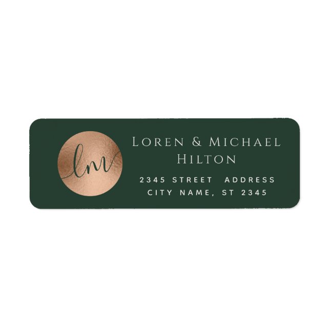 Simple minimalist rose gold circle monogram label (Front)