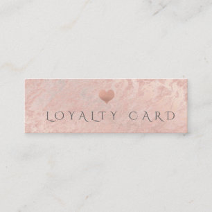 Simple minimalist rose gold marble heart loyalty card
