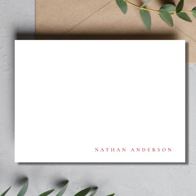 Simple Minimalist Rose Red Correspondence   Card (Creator Uploaded)