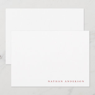 Simple Minimalist Ruby Red Correspondence Card