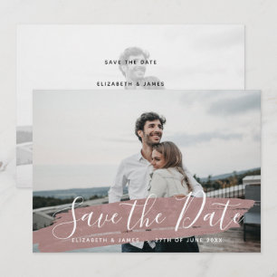 Simple Minimalist Rustic Rose Gold Save The Date