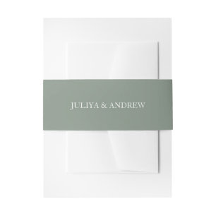 Simple minimalist saga green wedding invitation belly band