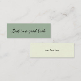Simple Minimalist Sage Green Promotional Bookmark Mini Business Card