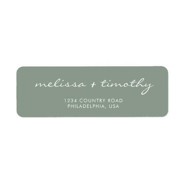 Simple Minimalist Sage Green Wedding Address (Front)