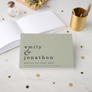 Simple Minimalist Sage Green Wedding Guest Book