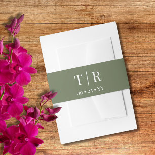 Simple Minimalist Sage Green Wedding Invitation Belly Band