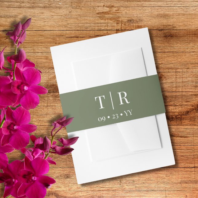 Simple Minimalist Sage Green Wedding Invitation Belly Band (Creator Uploaded)