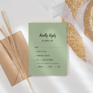 Simple Minimalist Sage Menu Choice RSVP Card