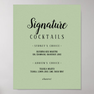 Simple Minimalist Sage Signature Cocktails Poster