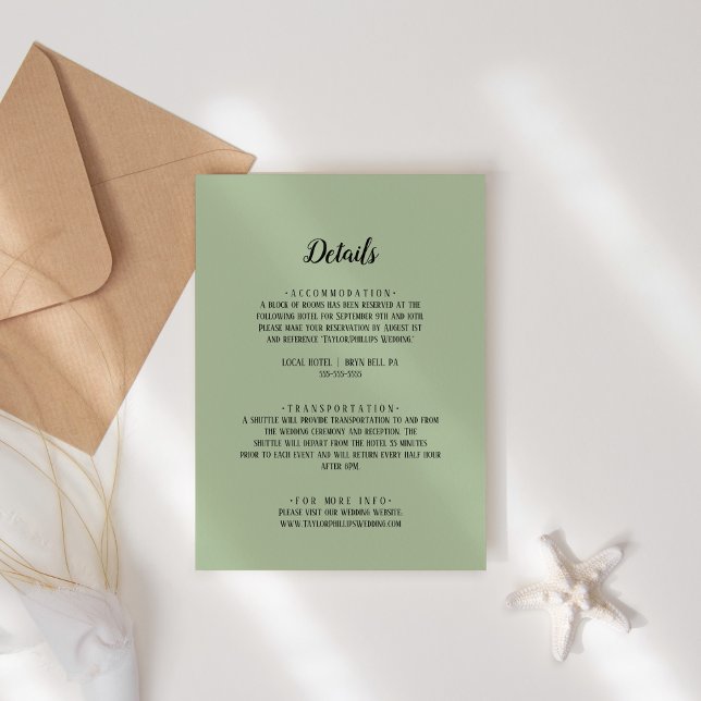 Simple Minimalist|Sage Wedding Details  Enclosure Card (Creator Uploaded)