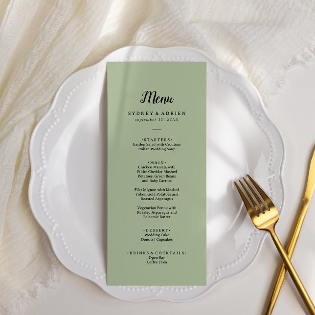 Simple Minimalist|Sage Wedding Dinner Menu (Creator Uploaded)
