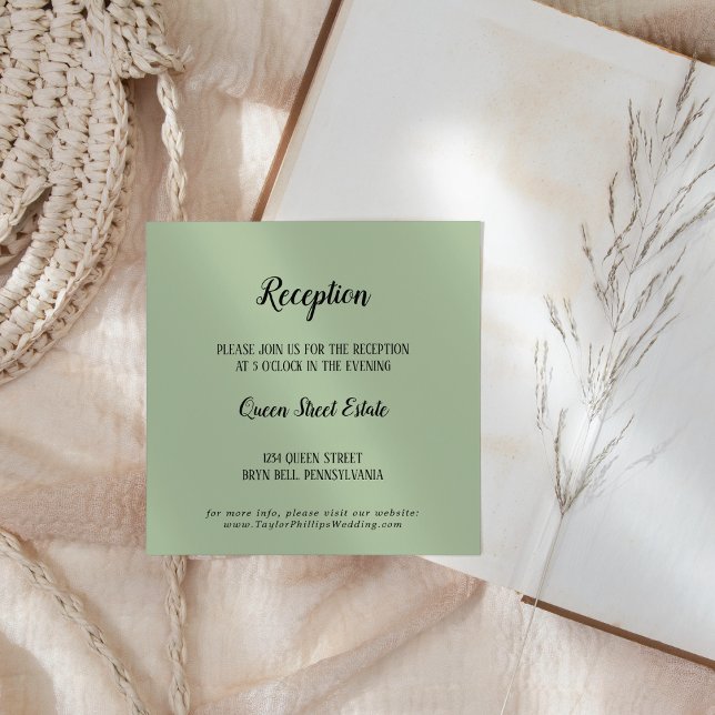 Simple Minimalist|Sage Wedding Reception Enclosure Card (Creator Uploaded)