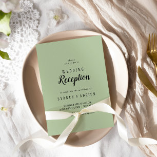 Simple Minimalist Sage Wedding Reception Only Invitation