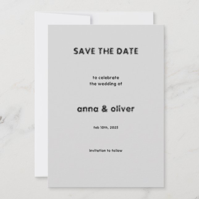 Simple Minimalist Save the Date Wedding Invitation (Front)