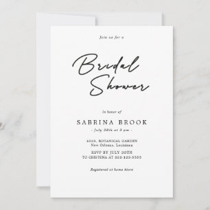 Simple Minimalist Script Bridal Shower  Invitation