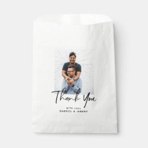 Simple Minimalist Script Custom Photo Wedding Favour Bags