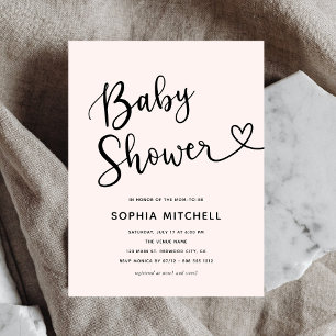 Simple Minimalist Script Heart Baby Shower Postcard