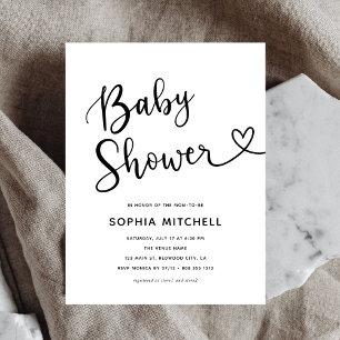 Simple Minimalist Script Heart Baby Shower Postcard