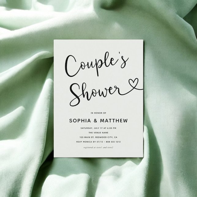 Simple Minimalist Script Heart Couples Shower Postcard (Creator Uploaded)
