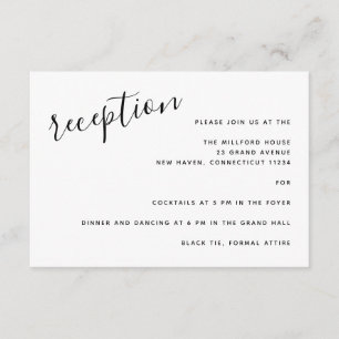 Simple Minimalist Script Modern Wedding Reception Enclosure Card