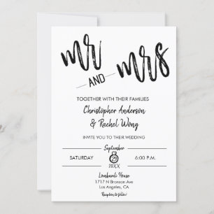 Simple Minimalist Script Mr and Mrs Wedding Invitation