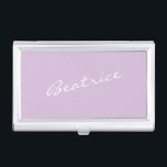 Simple Minimalist Script Name in Lavender Lilac Business Card Holder<br><div class="desc">This stylish custom Business Card Case features a simple minimalist design of your name in a beautiful handwritten script lettering in white on a pastel purple lilac background. Great gift idea!</div>