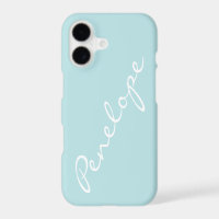 Simple Minimalist Script Name Pastel Aqua Custom