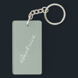 Simple Minimalist Script Name Sage Green Custom  Key Ring<br><div class="desc">Simple Minimalist Script Name Sage Green Custom Keychain</div>