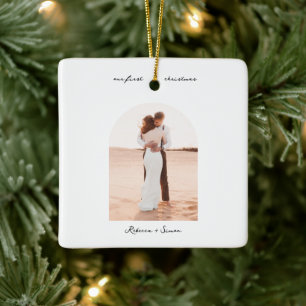 Simple Minimalist Script Photo Boho Arc Ceramic Ornament