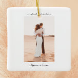 Simple Minimalist Script Photo Ceramic Ornament<br><div class="desc">Simple Minimalist Script Photo Ceramic Ornament</div>