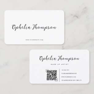 Simple Minimalist Script QR code Business Card