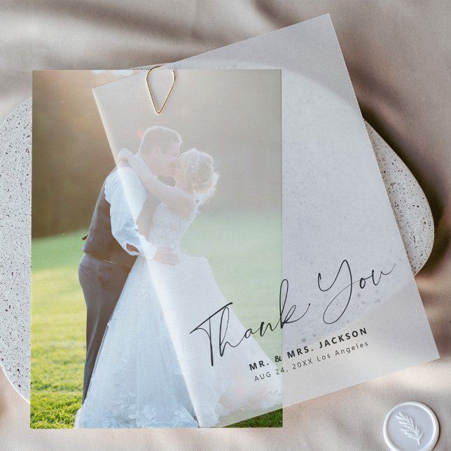 Simple minimalist script wedding thank you overlay vellum invitations (The base card can be purchased separately - please see the collection)